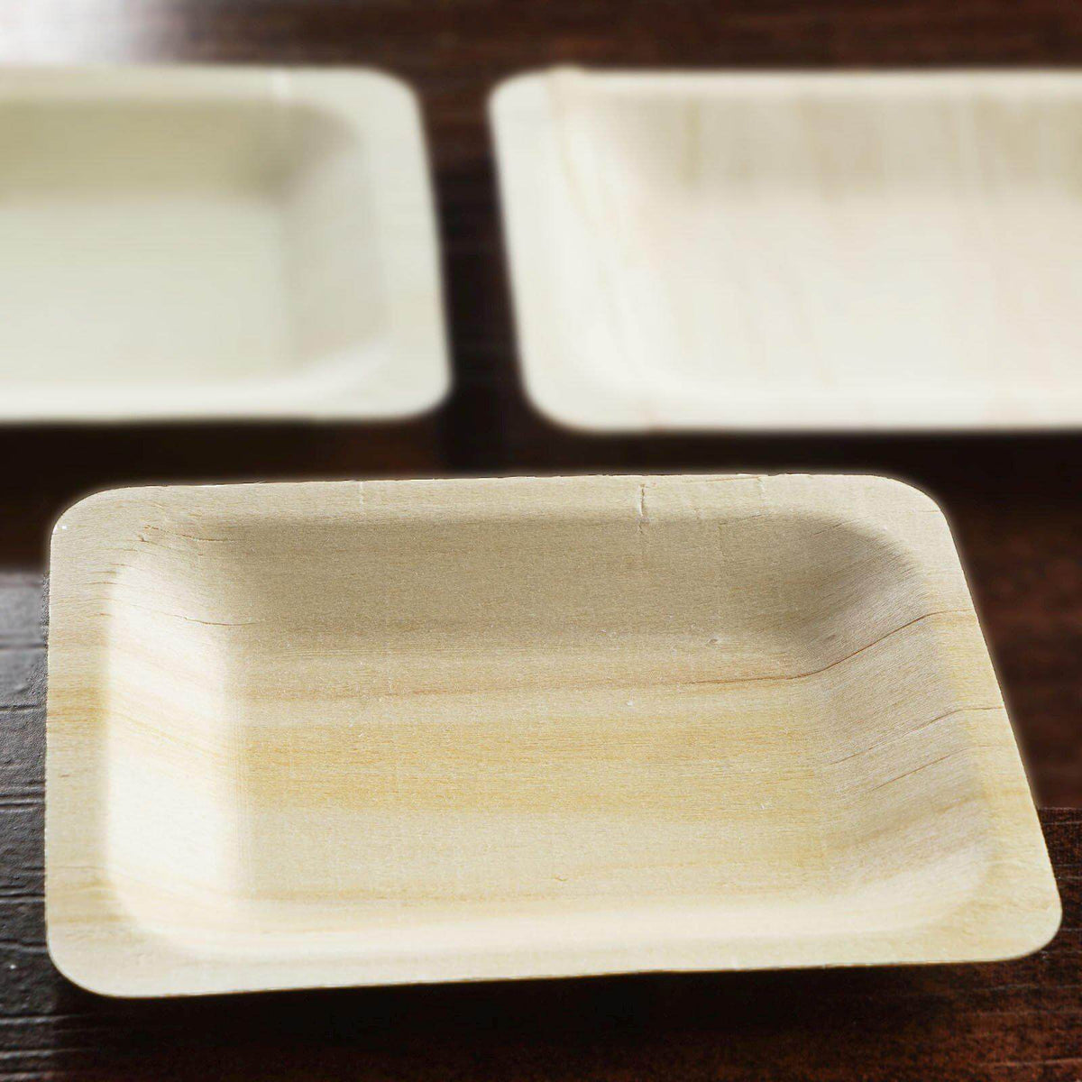 25-Pack Birchwood 4"x5" Rectangle Dessert Plates - Natural Eco Friendly Wooden Disposable Plates for Farmhouse-Style Events, Parties & Gatherings