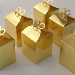 25 Pack Metallic Gold Foil Butterfly Top Premium Party Favor Boxes, Cardstock Candy Gift Boxes - 250 GSM