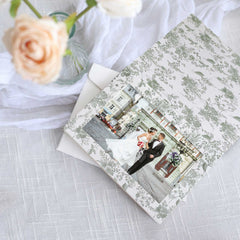 25-Pack Thank You Cards White Sage Green French Toile Design with Envelopes - Picture Insert Invitation Cards for Parties & Milestones 3.5"x5.5"