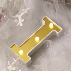 3D Marquee Letter "I" Warm White 3 LED Lights Gold - Chic Light-Up Decor for Events 6"