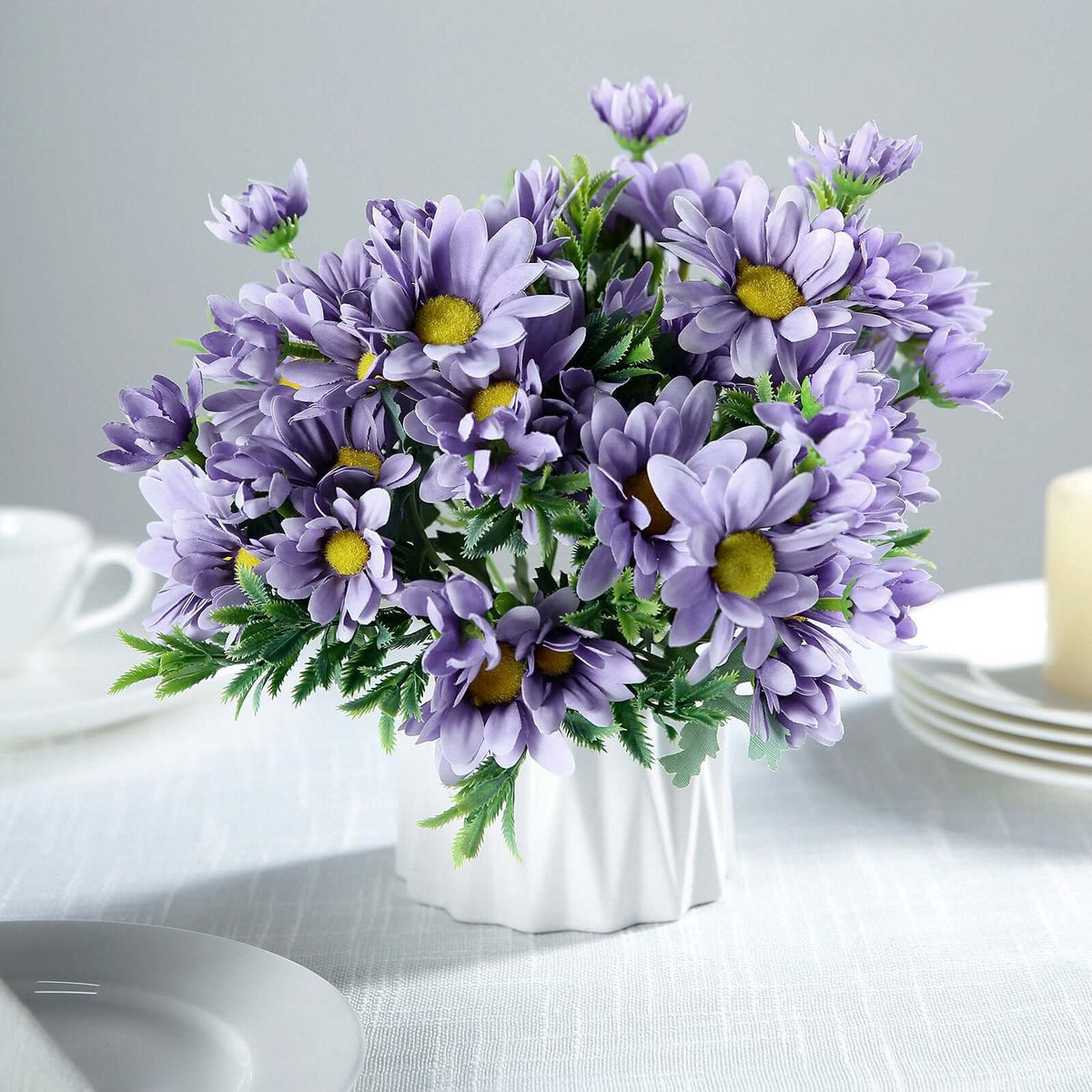 4 Bushes 11" Lavender Lilac Artificial Silk Daisy Flower Bouquet Branches