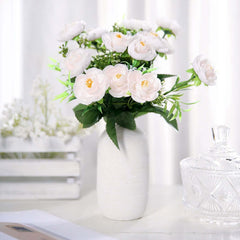 4 Bushes Blush Artificial Silk Peony Flower Bouquet Arrangement