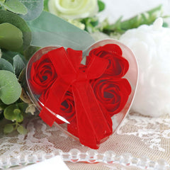 4 Pack 24 Pcs Red Scented Rose Soap Heart Shaped Party Favors With Gift Boxes And Ribbon