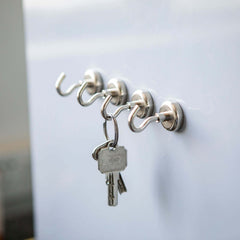 4 Pack 4.5Lb Capacity Silver Metal Heavy Duty Magnetic Hooks, Multipurpose Hanging Hooks