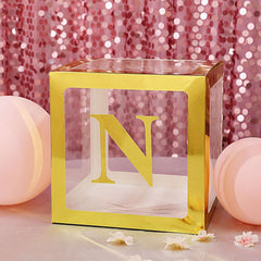 4 Pack 5" Metallic Gold Alphabet Stickers Banner, Customizable Stick on Gold Letters - N