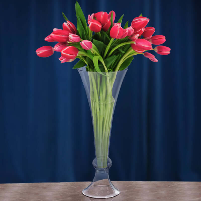 4-Pack Glass Trumpet Vases Crystal Ball Design Clear - Stylish Floral Table Centerpieces for Events 18"