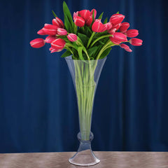 4-Pack Glass Trumpet Vases Crystal Ball Design Clear - Stylish Floral Table Centerpieces for Events 18"