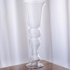 4-Pack Glass Trumpet Vases Pilsner Curved Design Clear - Stylish Flower Centerpieces for Events 20"