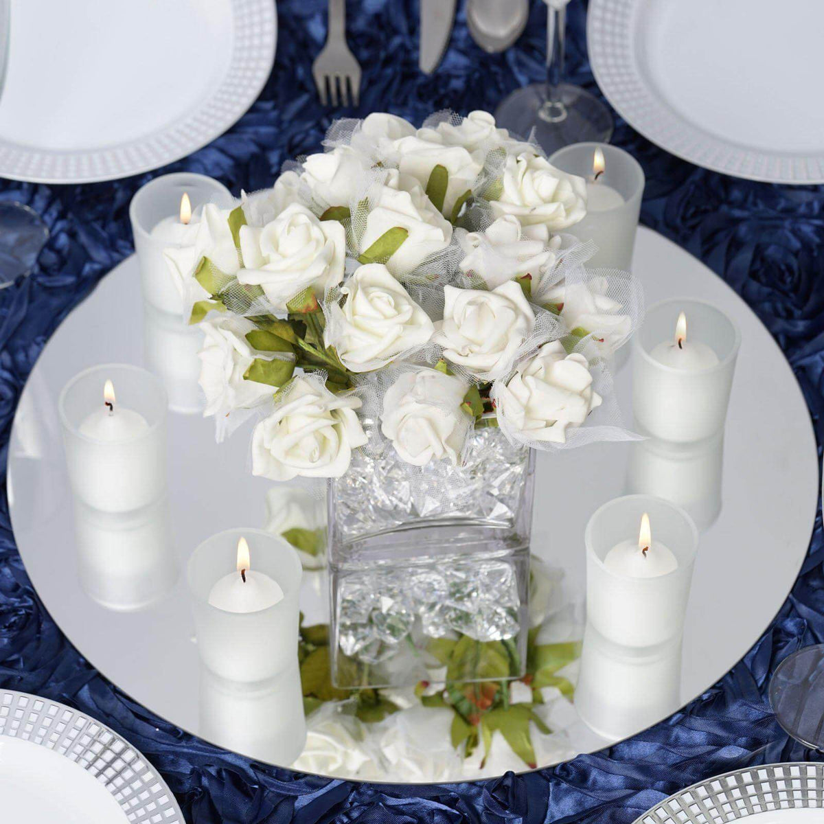 4-Pack Hanging Wall Decor Round Glass Mirror Table Centerpiece - Decorative Reflective Display 16"