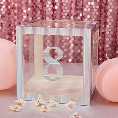 4-Pack Stickers Banner Custom 0-9 Number "8" Design Iridescent - Milestone Age and Date Stick-On Numbers 5"