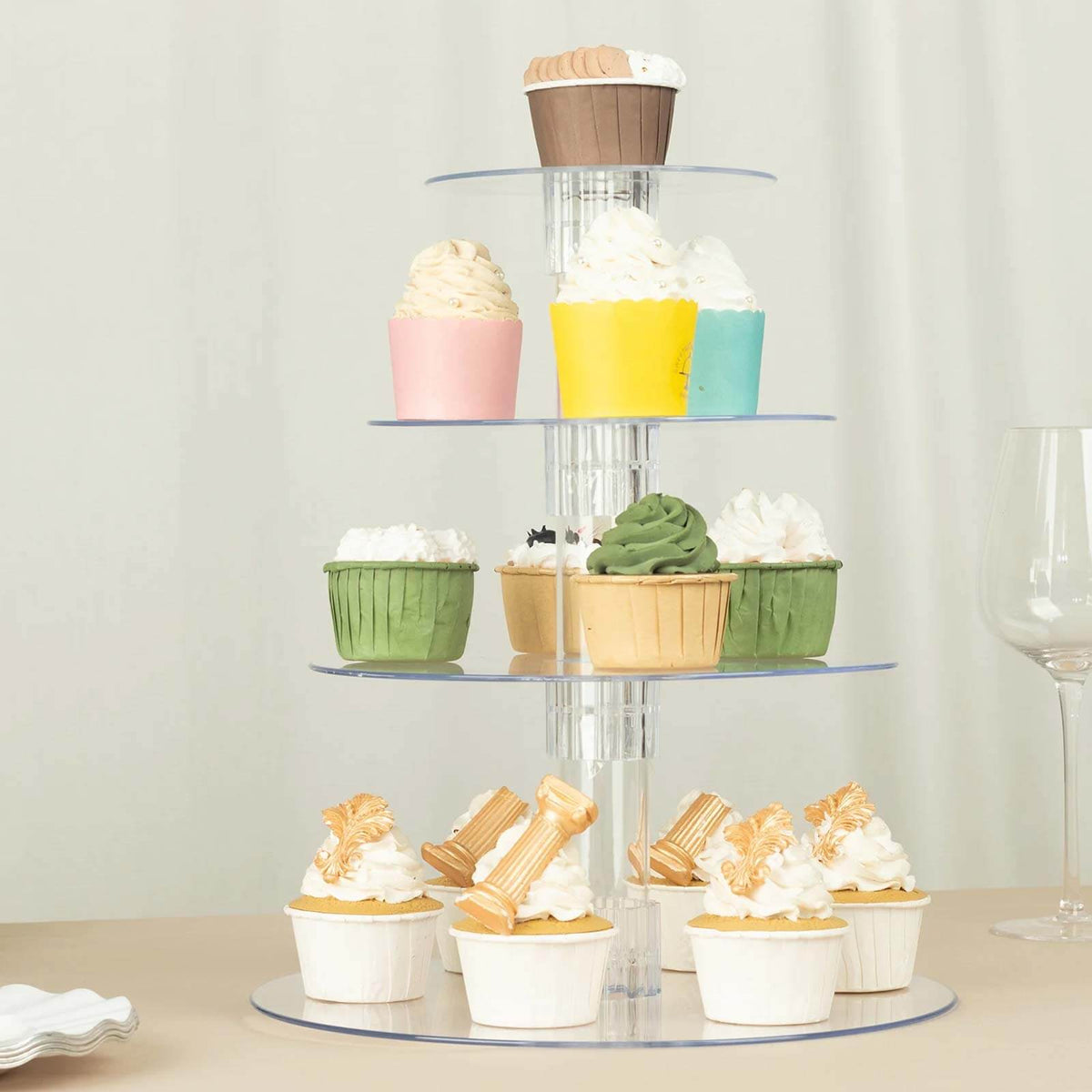 4-Tier Acrylic Round Cupcake Stand Clear - Buffet Party Tables 14"