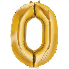 40" Shiny Metallic Gold Mylar Foil Helium Air 0-9 Number Balloon - 0
