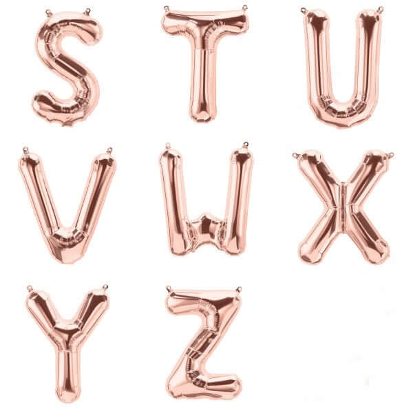 35" Rose Gold Letter and Number Balloons, Metallic Mylar Foil Helium Air Balloons