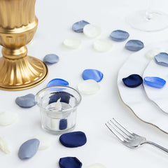 400-Pack Rose Petals Life-Like Flower Confetti Dusty Blue Mix Matte Silk Round - Decorative Event Table Scatters 2"