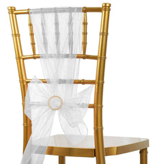 5 Pack 6"x108" Silver Sheer Organza Chair Sashes
