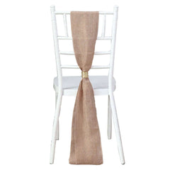 5 Pack Jute Faux Burlap 6"x108" Chair Sashes Dusty Rose - Boho Chic Linen Decor