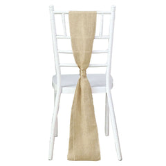 5 Pack Jute Faux Burlap 6"x108" Chair Sashes Natural - Boho Chic Linen Decor