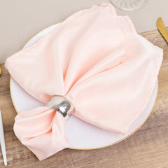 5 Pack Lamour Satin 20"x20" Napkins Blush - Soft Matte Finish Dinner Napkins