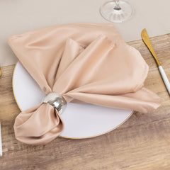 5 Pack Lamour Satin 20"x20" Napkins Nude - Soft Matte Finish Dinner Napkins
