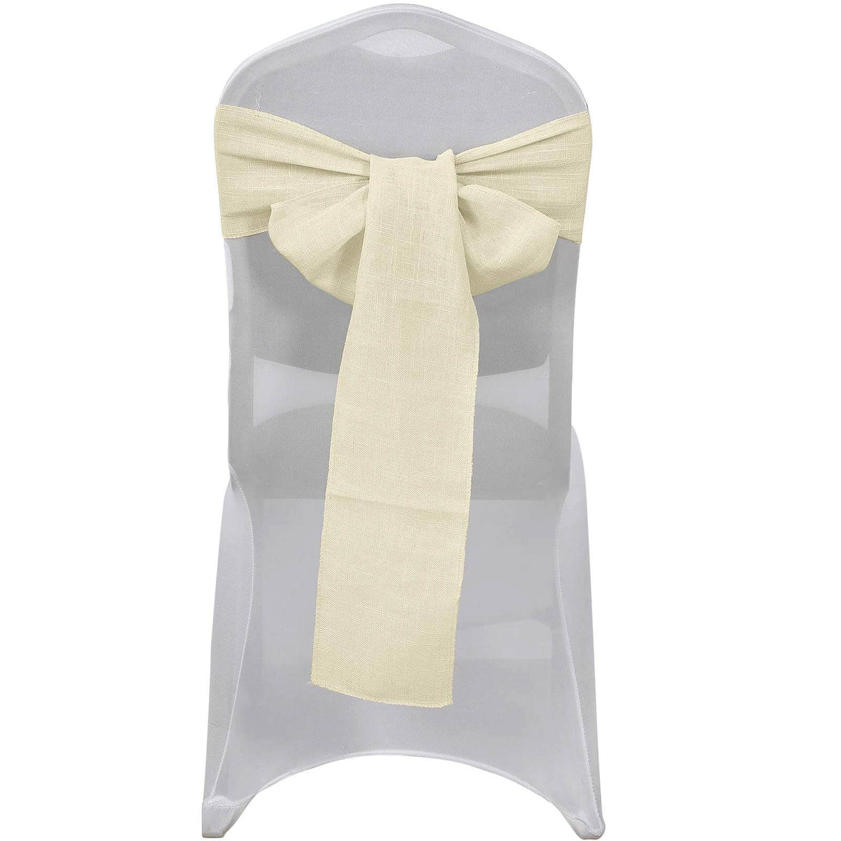 5 Pack Linen Chair Sashes 6"x108" Slubby Textured Ivory - Durable Wrinkle-Resistant Decor