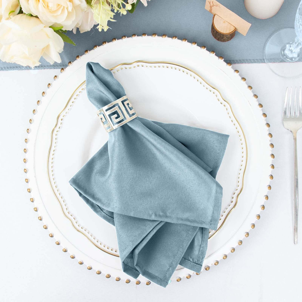 5 Pack Polyester 17"x17" Napkins Dusty Blue - Durable & Wrinkle Resistant Dinner Napkins for Everyday Dining & Events