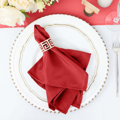 5 Pack Polyester 17"x17" Napkins Red - Durable & Wrinkle Resistant Dinner Napkins