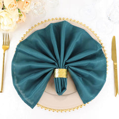 5 Pack Polyester 20"x20" Napkins Peacock Teal - Wrinkle Resistant & Easy Care Cloth Napkins