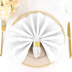 5 Pack Polyester 20"x20" Napkins White - Wrinkle Resistant & Easy Care Cloth Napkins for Special Occasions