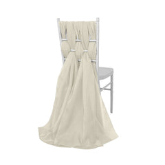 5 Pack Chiffon Chair Sashes Beige - Soft & Lightweight Designer Chair Bows 22"x78"