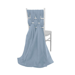 5 Pack Chiffon Chair Sashes Dusty Blue - Soft & Lightweight Designer Chair Bows 22"x78"