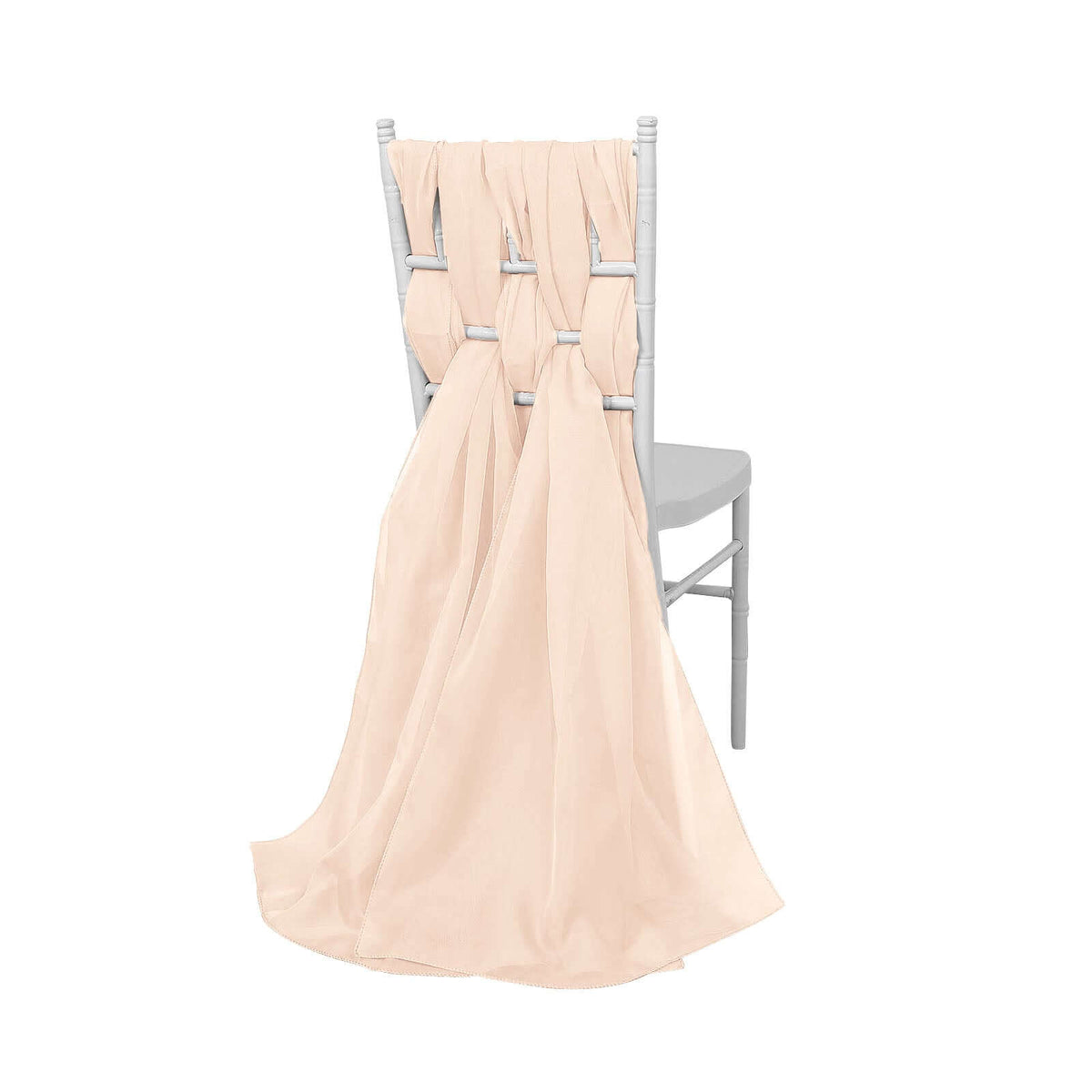 5 Pack Chiffon Chair Sashes Nude - Soft & Lightweight Designer Chair Bows 22"x78"