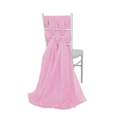 5 Pack Chiffon Chair Sashes Pink - Soft & Lightweight Designer Chair Bows 22"x78"