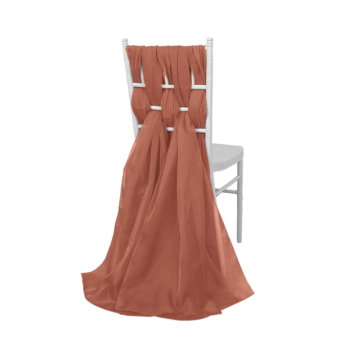 5 Pack Chiffon Chair Sashes Terracotta (Rust) - Soft & Lightweight Designer Chair Bows 22"x78"