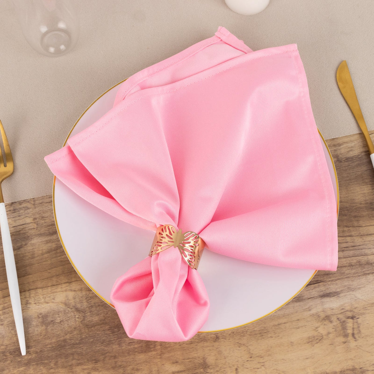 5 Pack Scuba 20"x20" Napkins Pink - Durable & Reusable Dinner Napkins
