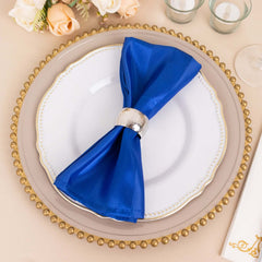 5 Pack Satin 20"x20" Napkins Royal Blue Glossy Stripes - Durable & Wrinkle-Free Cloth Napkins