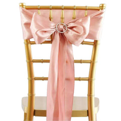 5 Pack Satin Chair Sashes Dusty Rose - Durable Chair Bows with Shiny Finish 6"x106"