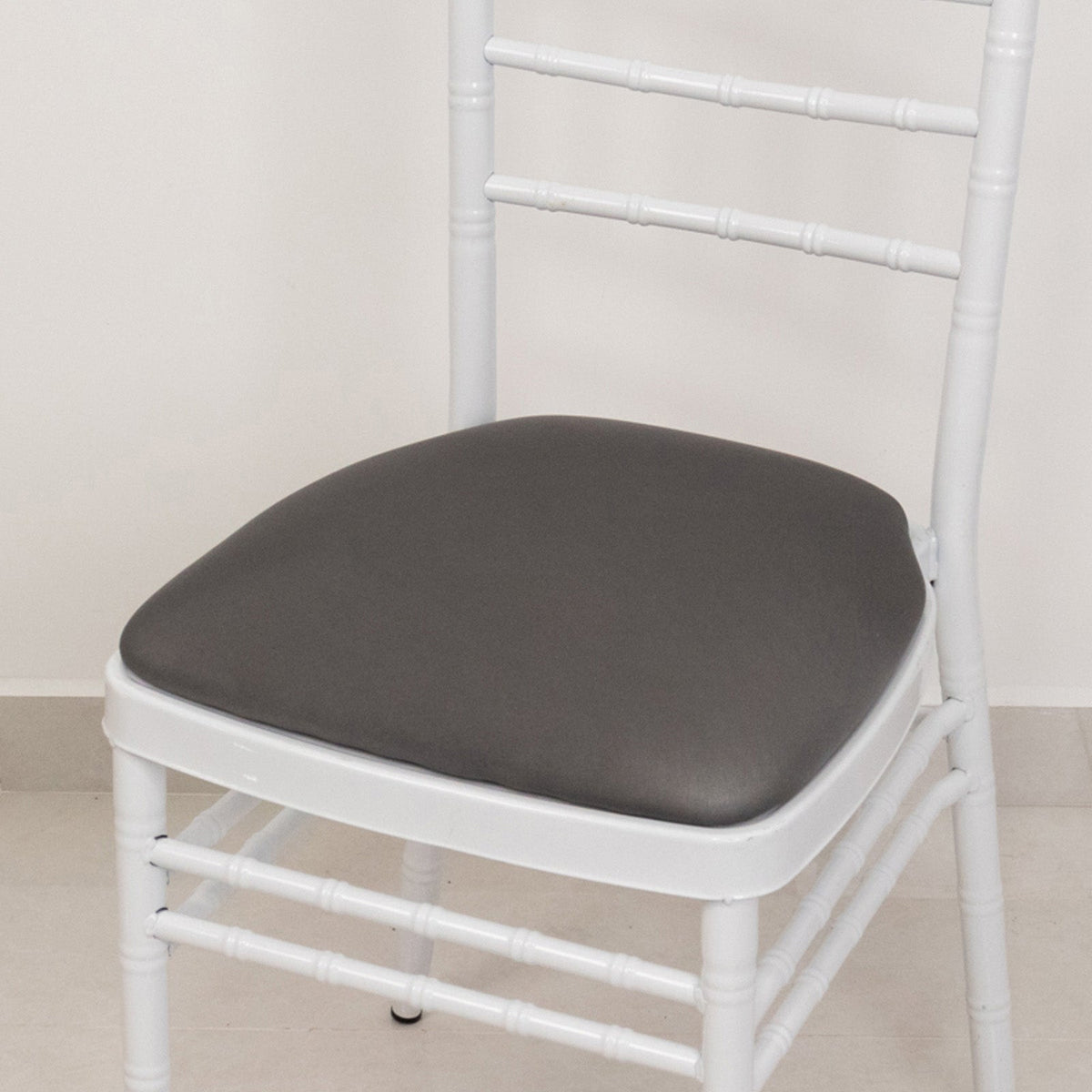 5 Pack Spandex Seat Pad Slipcovers for Chiavari Chairs Charcoal Gray - Washable Stretch Fitted Design for Dining Chairs