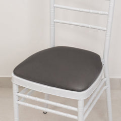 5 Pack Spandex Seat Pad Slipcovers for Chiavari Chairs Charcoal Gray - Washable Stretch Fitted Design for Dining Chairs