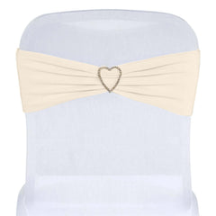 5 Pack Stretch Spandex Chair Sashes Beige - Fitted Finish Two Ply Heavy Duty Chair Bands 5"x12"