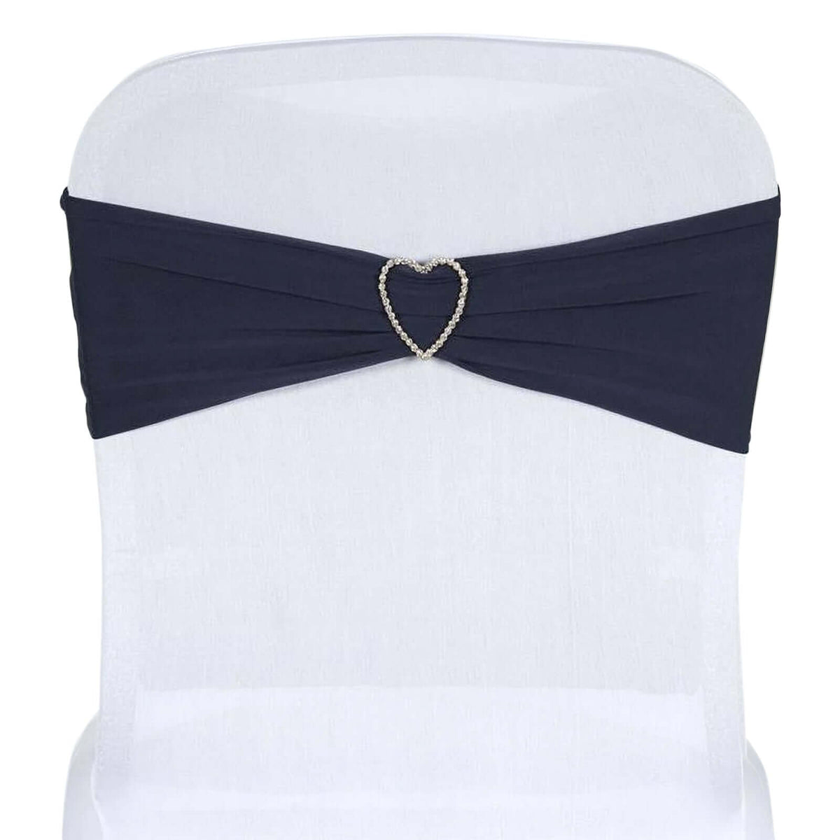 5 Pack Stretch Spandex Chair Sashes Navy Blue - Fitted Finish Two Ply Heavy Duty Chair Bands 5"x12"