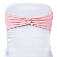 5 Pack Stretch Spandex Chair Sashes Pink - Fitted Finish Two Ply Heavy Duty Chair Bands 5"x12"