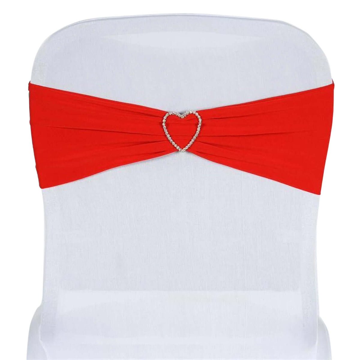 5 Pack Stretch Spandex Chair Sashes Red - Fitted Finish Two Ply Heavy Duty Chair Bands 5"x12"
