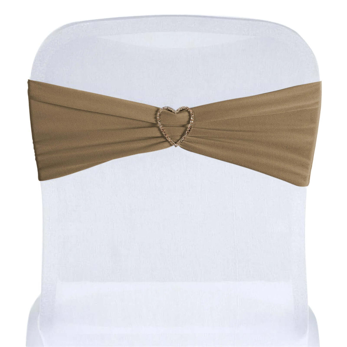 5 Pack Stretch Spandex Chair Sashes Taupe - Fitted Finish Two Ply Heavy Duty Chair Bands 5"x12"