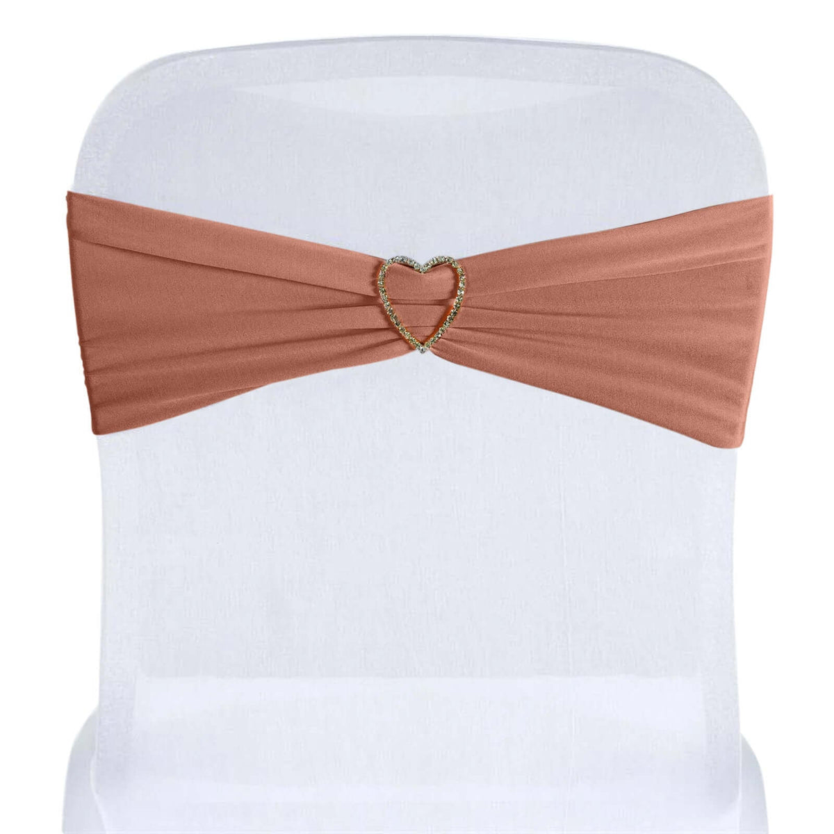 5 Pack Stretch Spandex Chair Sashes Terracotta (Rust) - Fitted Finish Two Ply Heavy Duty Chair Bands 5"x12"