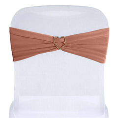 5 Pack Stretch Spandex Chair Sashes Terracotta (Rust) - Fitted Finish Two Ply Heavy Duty Chair Bands 5"x12"