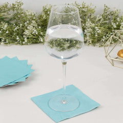 50-Pack Paper Beverage Napkins Blue - 2 Ply Disposable Soft 18GSM Cocktail Napkins 5"x5"