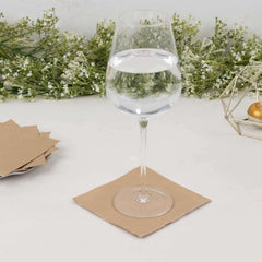 50-Pack Paper Beverage Napkins Natural - 2 Ply Disposable Soft 18GSM Cocktail Napkins 5"x5"