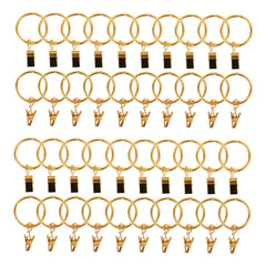 50 Pack Gold Metal Openable Curtain Clip Rings, Heavy Duty Rustproof Drapery Backdrop Clip Hangers - 1.5"