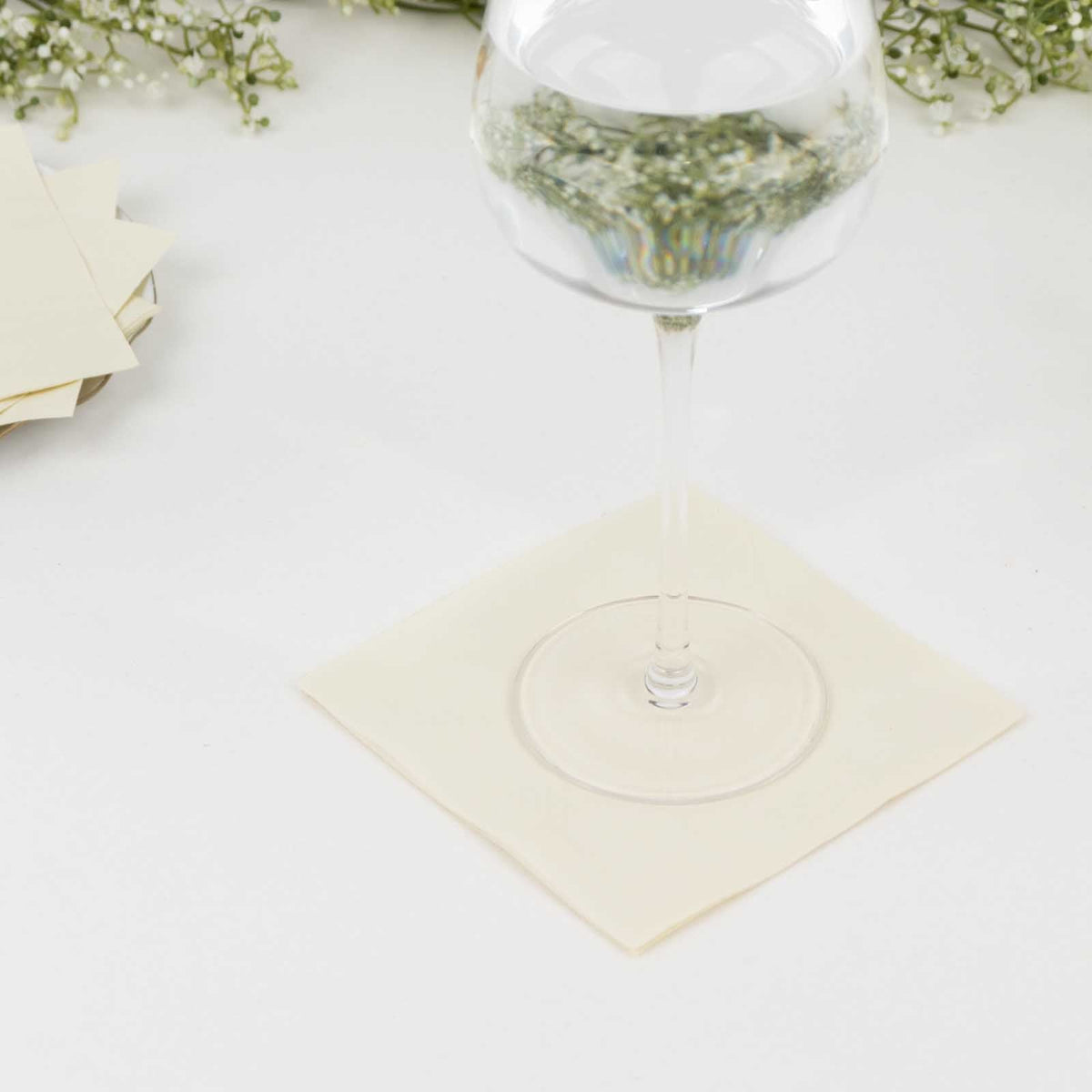 50-Pack Paper Beverage Napkins Ivory - 2 Ply Disposable Soft 18GSM Cocktail Napkins 5"x5"