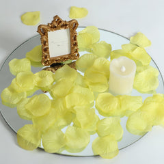 500-Pack Rose Petals Round Design Yellow Silk Confetti - Decorative Scatters for Tables and Floors